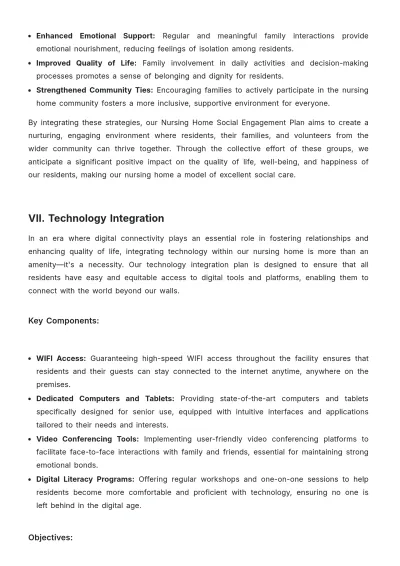 Free Nursing Home Social Engagement Plan Template to Edit Online