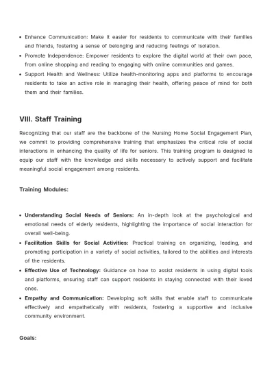 Free Nursing Home Social Engagement Plan Template to Edit Online