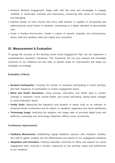 Free Nursing Home Social Engagement Plan Template to Edit Online