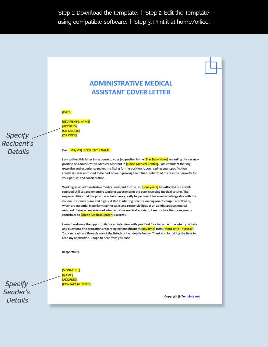 Administrative Medical Assistant Cover Letter