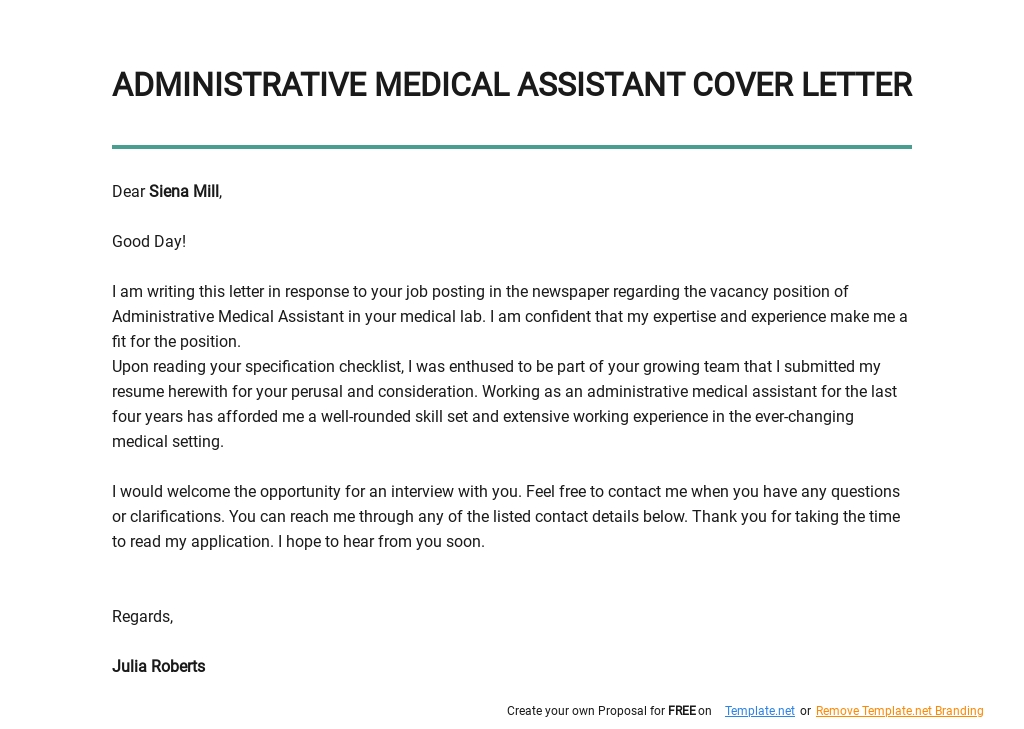 Administrative Medical Assistant Cover Letter Template.jpe