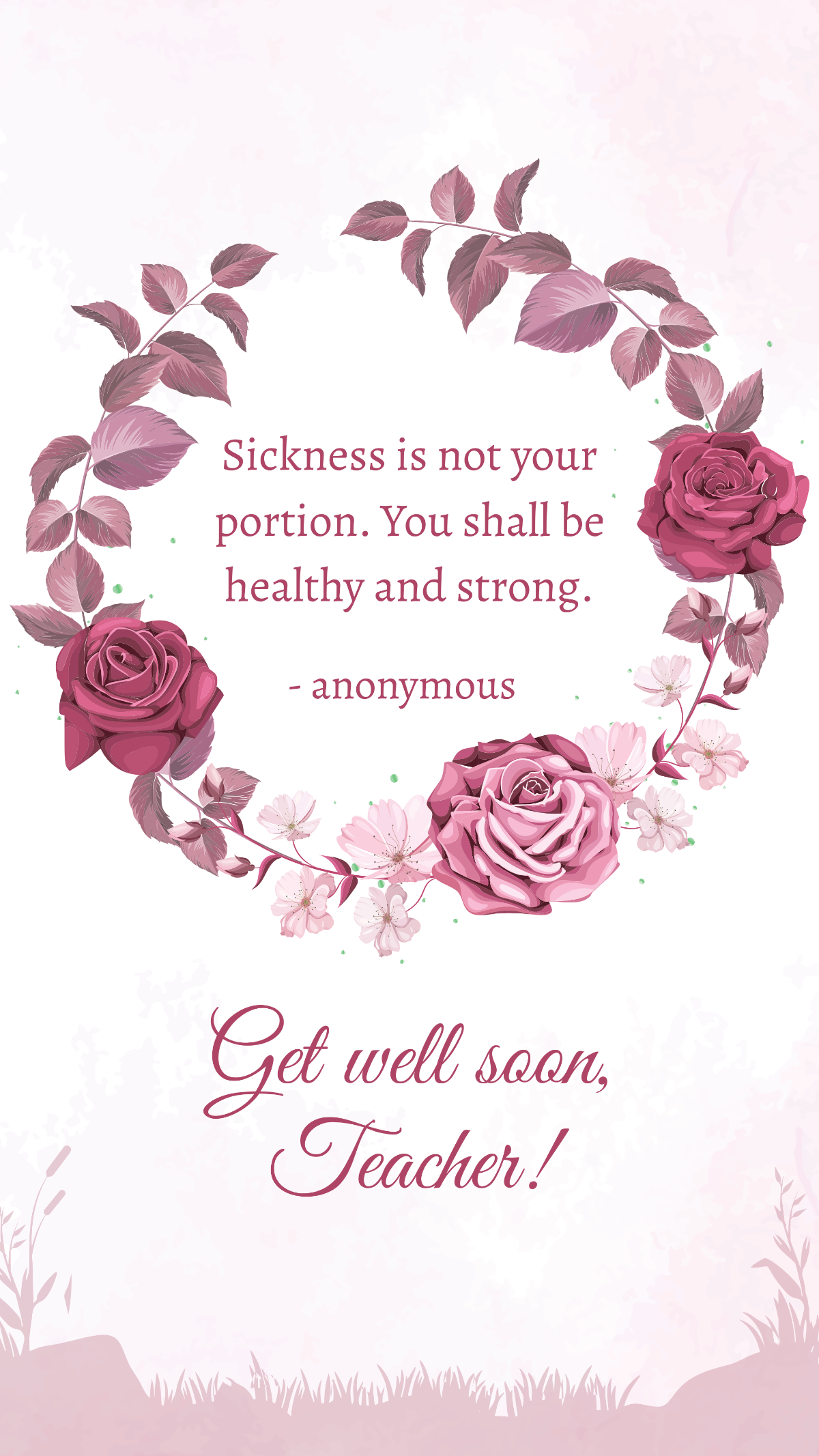 Free Get Well Soon Quote For Teachers Template
