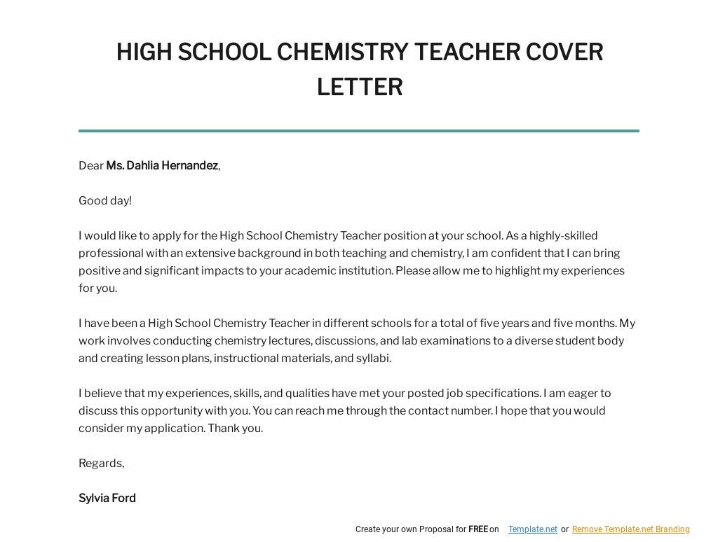 5th grade teacher cover letter