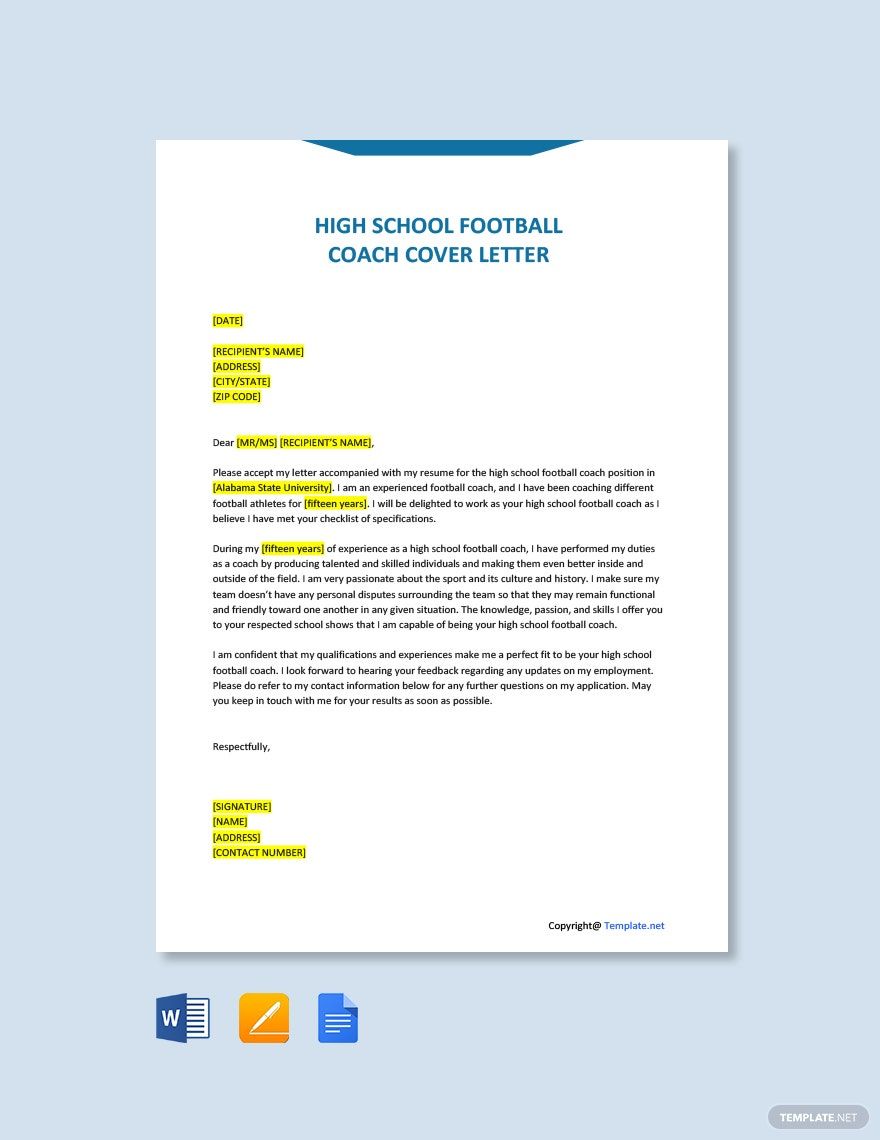 Coach Cover Letter Templates - Documents, Design, Free, Download |  