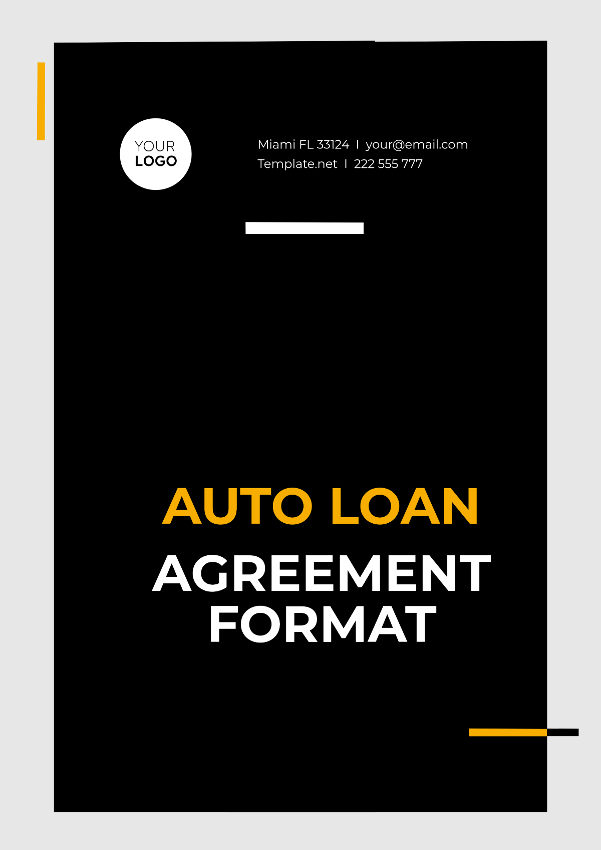 Auto Loan Agreement Format Template - Edit Online & Download