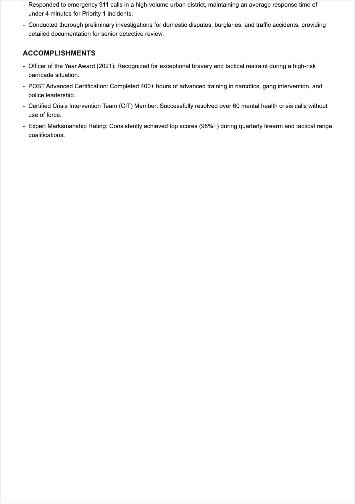 Free Officer ATS Resume Template, AI Resume Builder