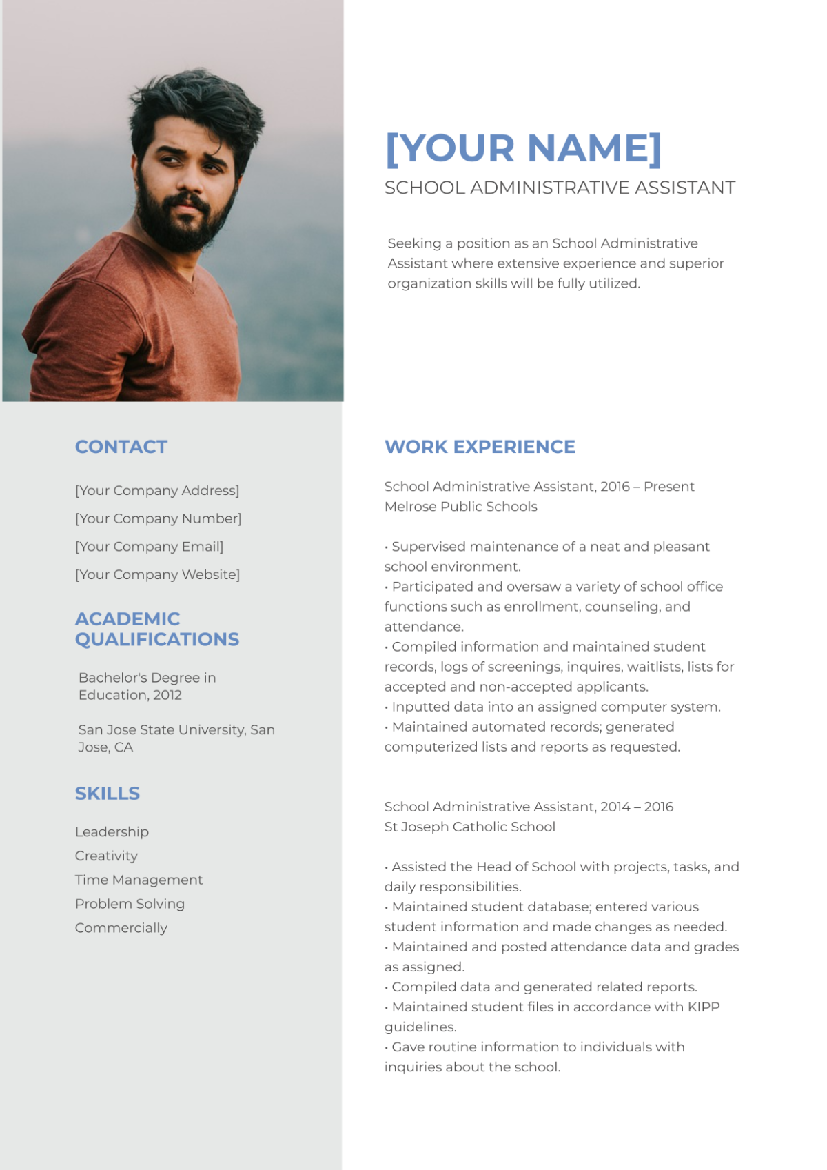 School Administrative Assistant Resume