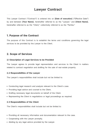 Free Lawyer Contract Template to Edit Online