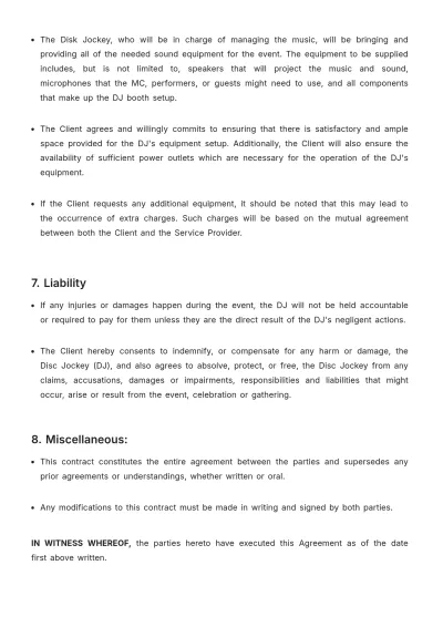 Free Wedding Dj Contract Template to Edit Online