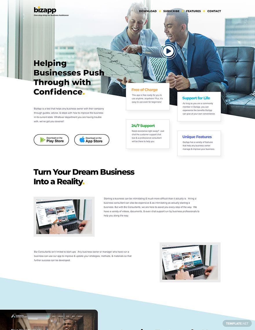Consulting App Landing Page Template