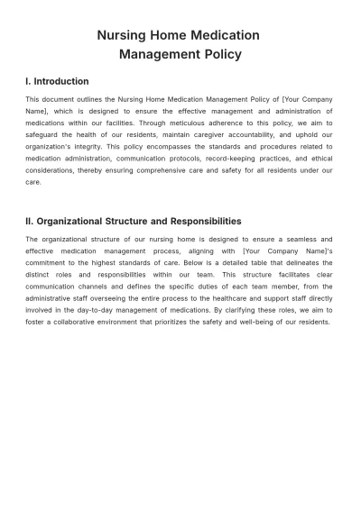 Free Nursing Home Medication Management Policy Template to Edit Online
