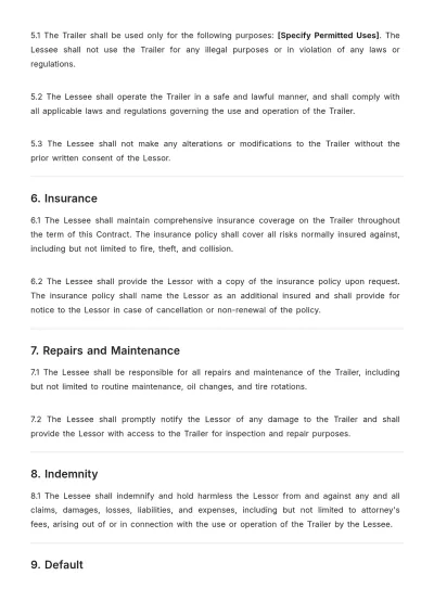 Free Trailer Rental Contract Template to Edit Online