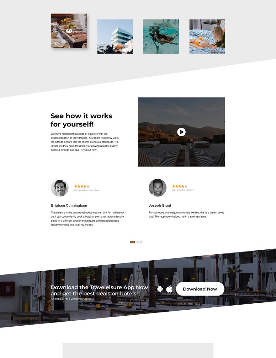 Hotel App Landing Page Template