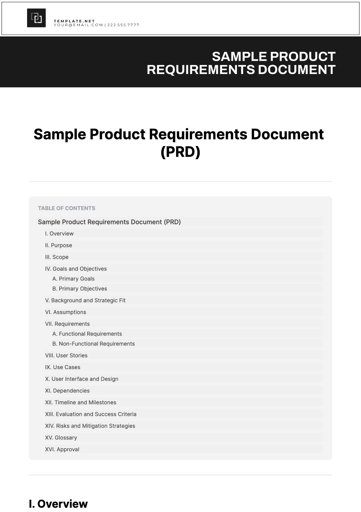 Sample Product Requirements Document Template