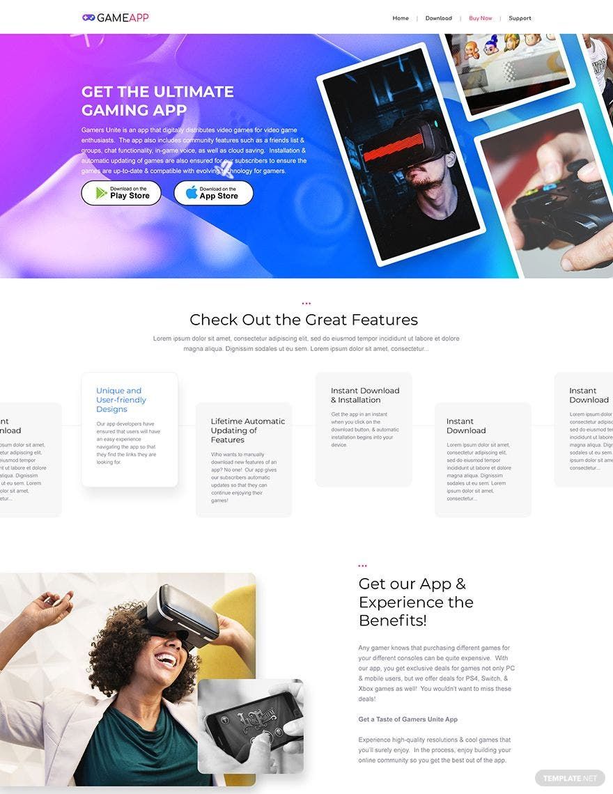 Game App Landing Page Template