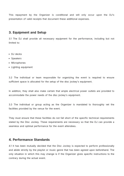Free Dj Performance Contract Template to Edit Online