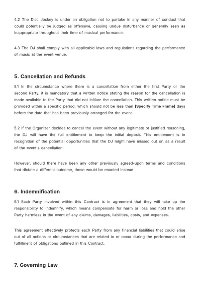 Free Dj Performance Contract Template to Edit Online
