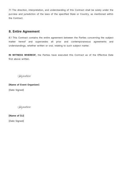 Free Dj Performance Contract Template to Edit Online