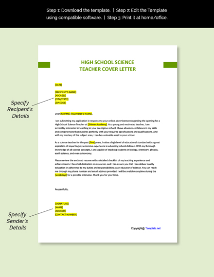 cover letter for science teacher examples