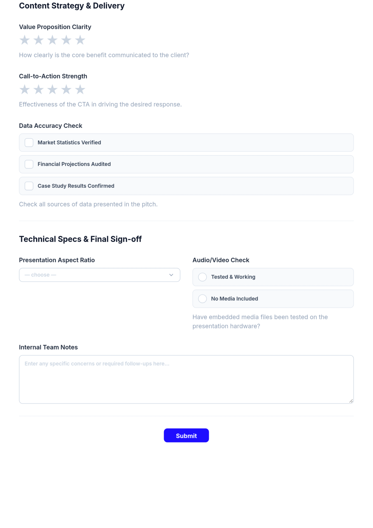 Free Pitch Presentation Advertising Checklist Template & AI Maker