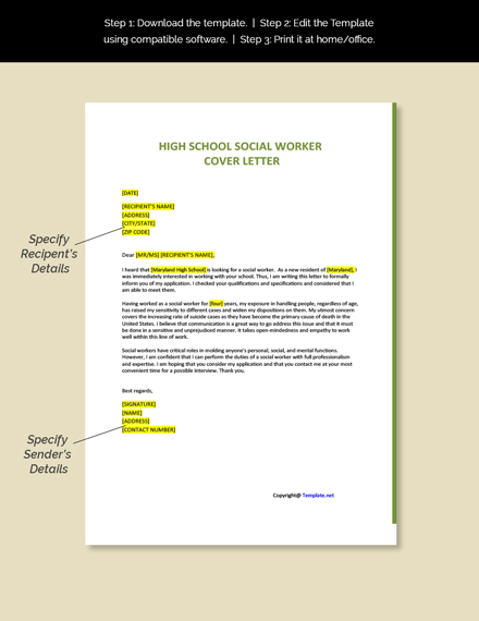 Free High School Social Worker Cover Letter Template - Google Docs ...