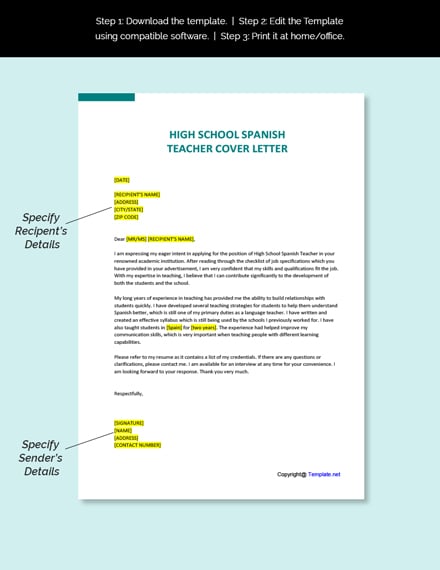 sample cover letter for spanish teacher