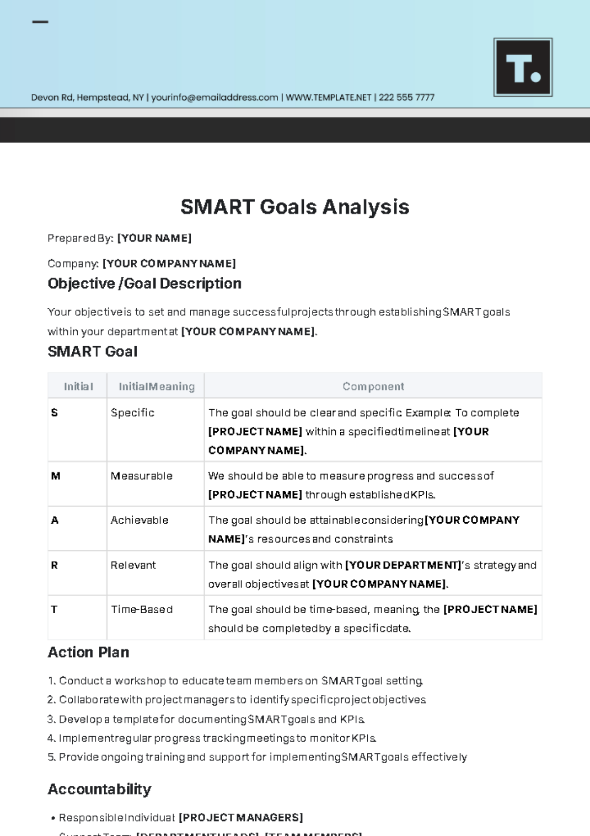 Free SMART Goals Analysis Template to Edit Online