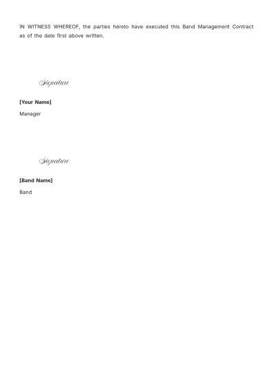 Free Band Management Contract Template to Edit Online