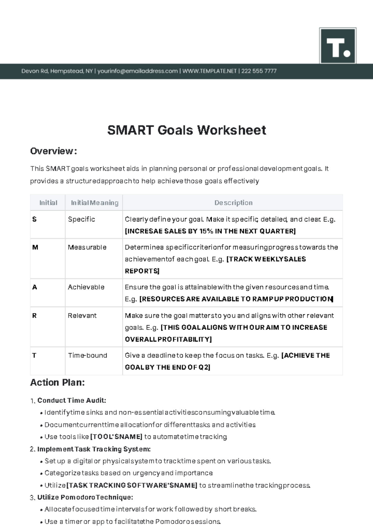 SMART Goals Worksheet Template - Edit Online & Download