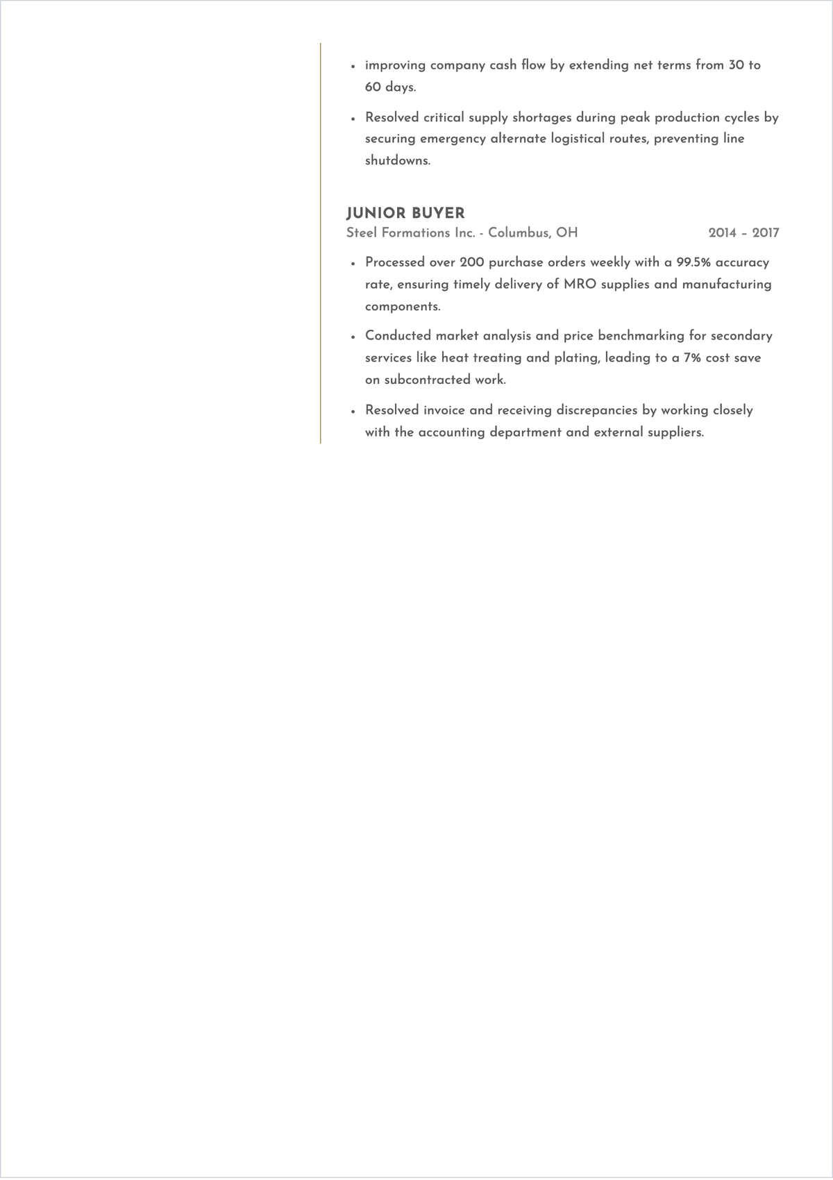 Free Purchase Agent ATS Resume Template, AI Resume Builder