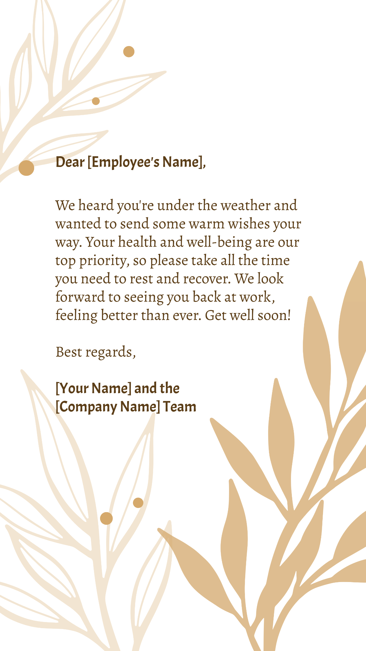Free Get Well Soon Mail To Employee Template
