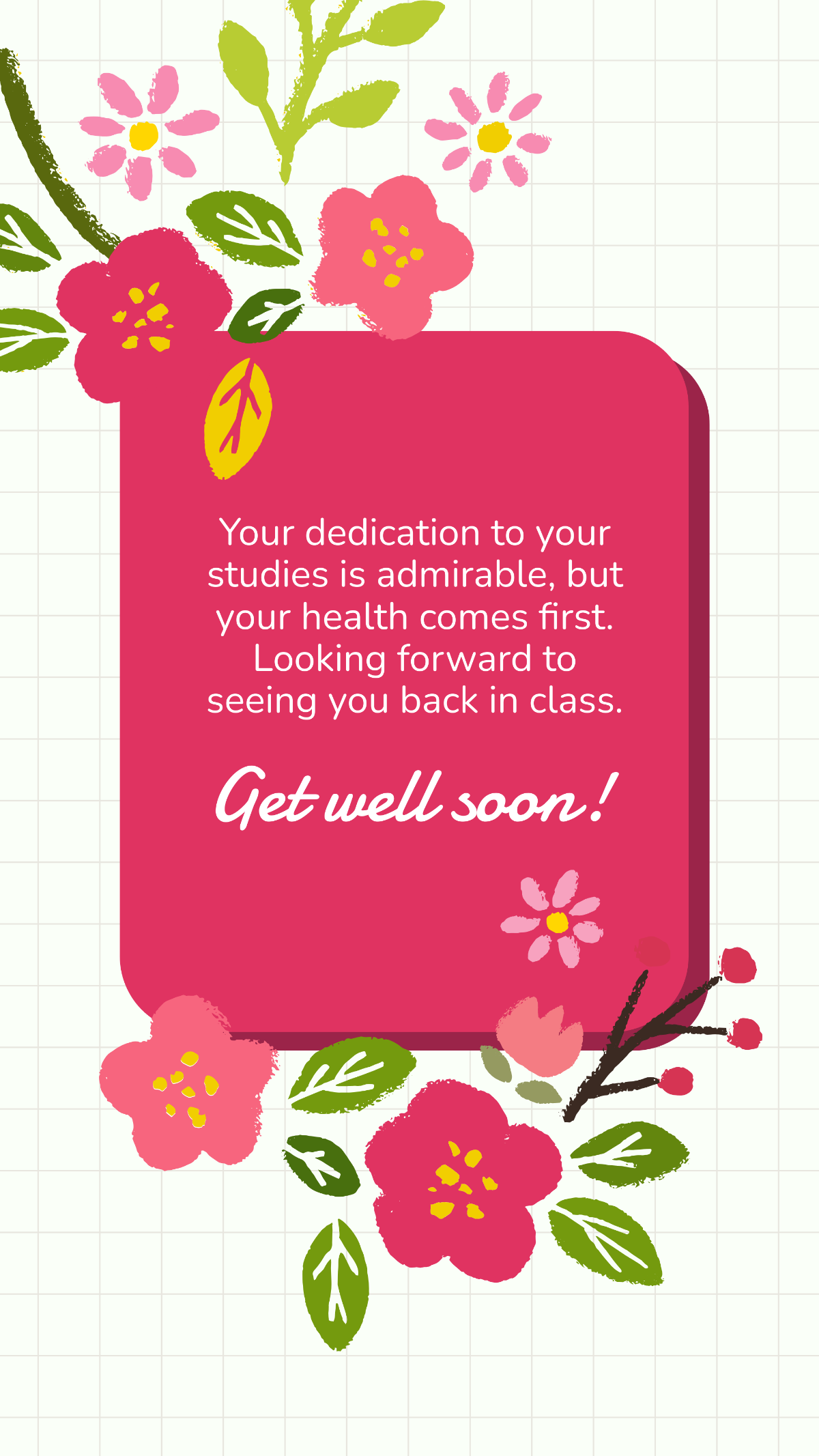 Get Well Soon Card For Student Template