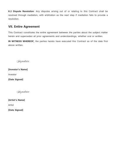 Free Music Investor Contract Template to Edit Online