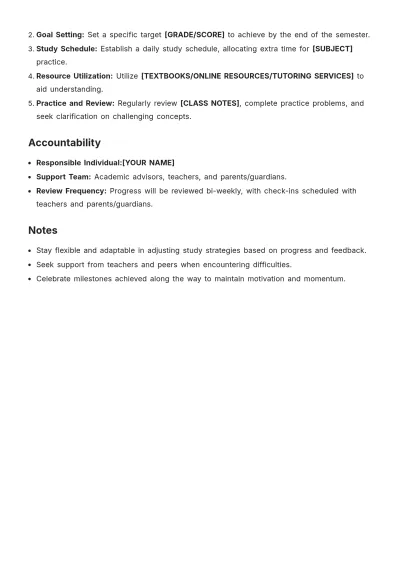 Free SMART Goals for High School Students Template to Edit Online