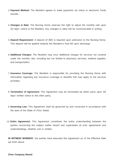 Free Nursing Home Payment Agreement Template to Edit Online