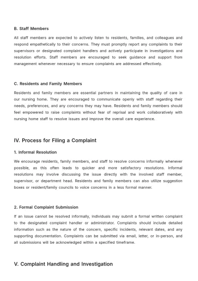 Free Nursing Home Complaints Procedure Template to Edit Online