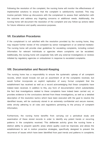 Free Nursing Home Complaints Procedure Template to Edit Online