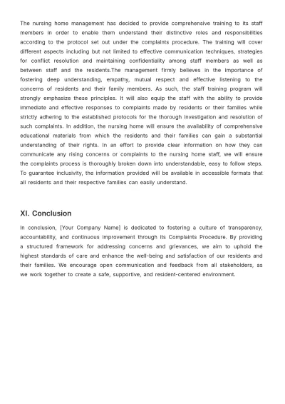 Free Nursing Home Complaints Procedure Template to Edit Online