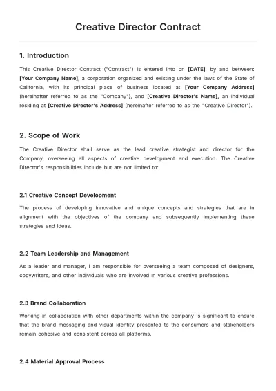 Free Creative Director Contract Template to Edit Online