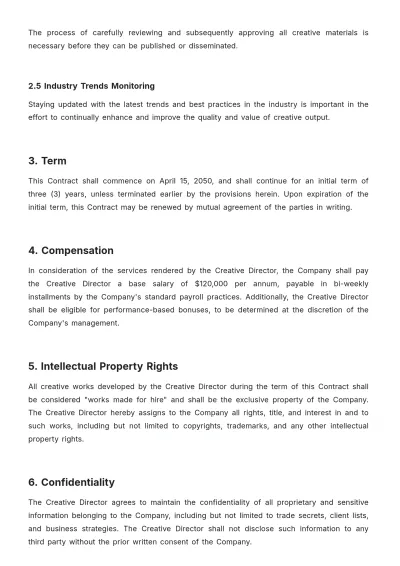 Free Creative Director Contract Template to Edit Online