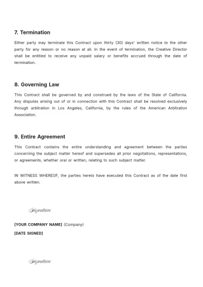 Free Creative Director Contract Template to Edit Online