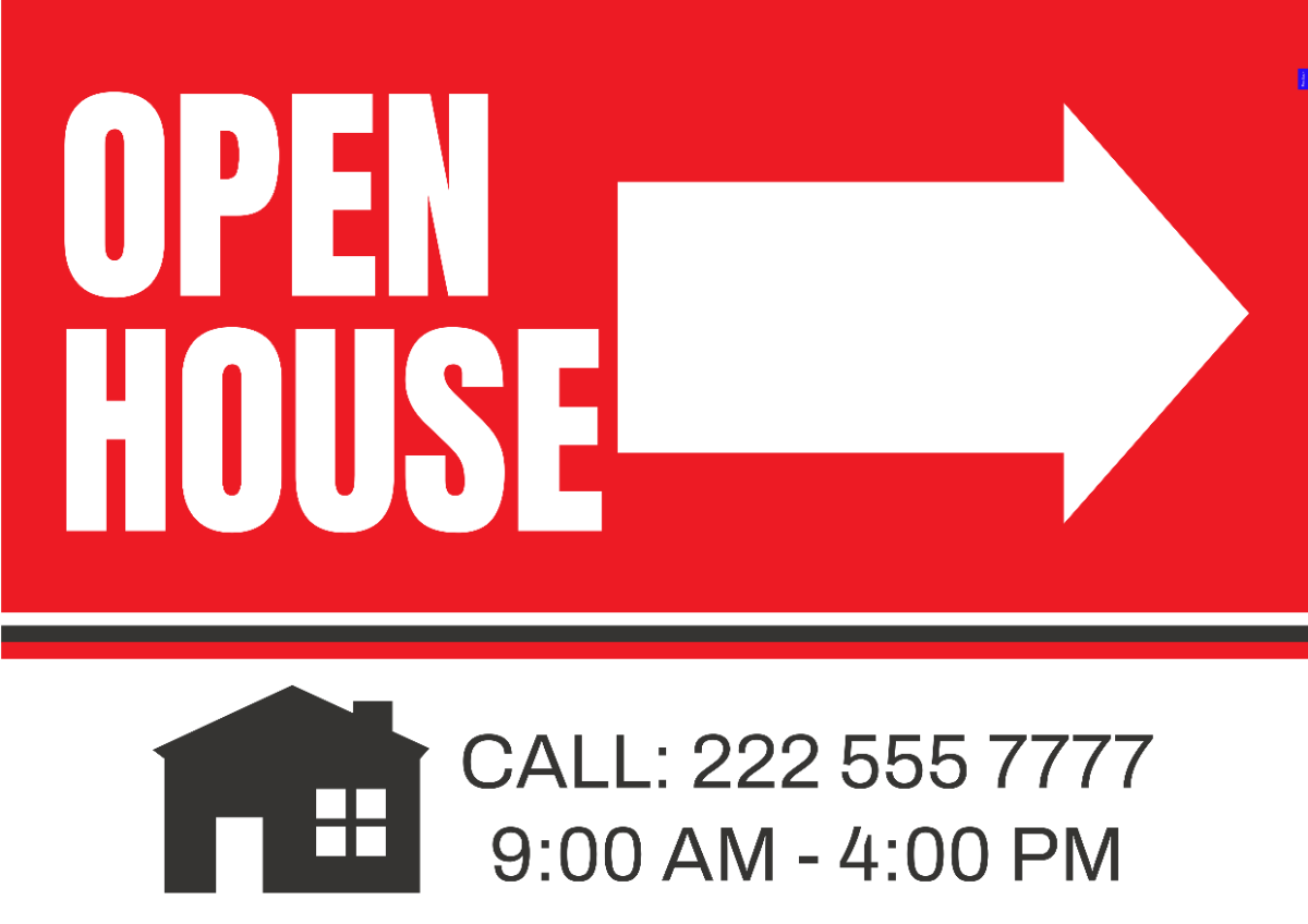 Open House Directional Signage Template