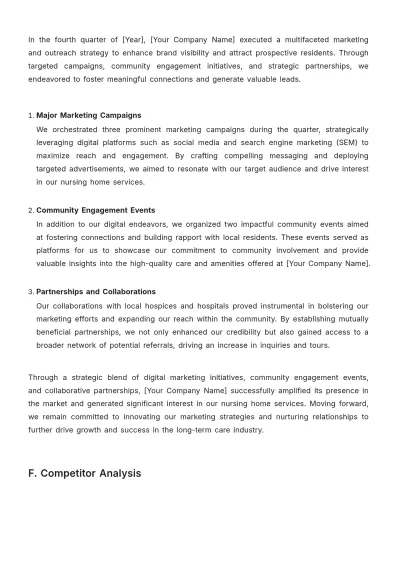 Free Nursing Home Sales Report Template to Edit Online