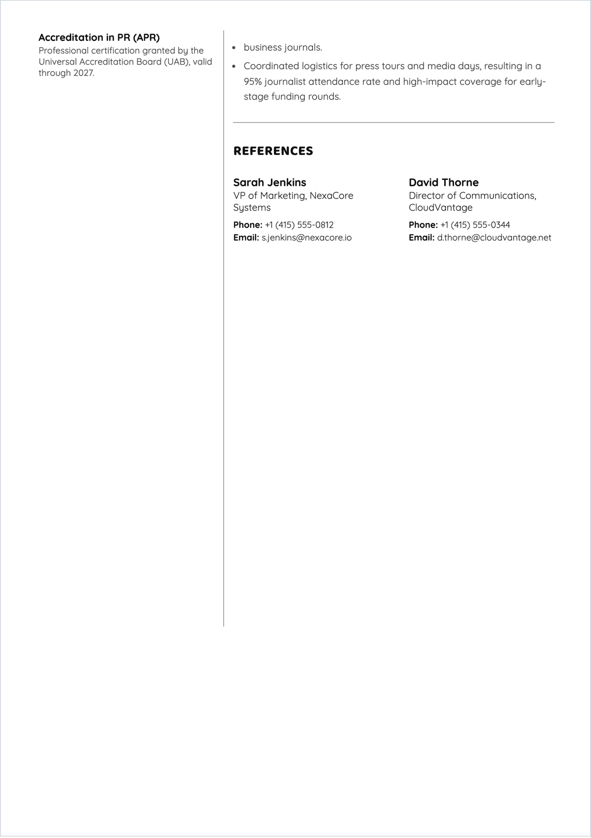 Free PR ATS Resume Template, AI Resume Builder