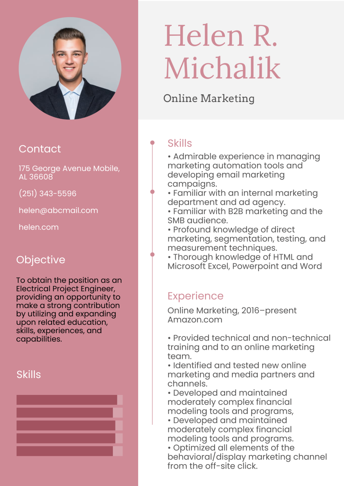 Online Marketing Resume