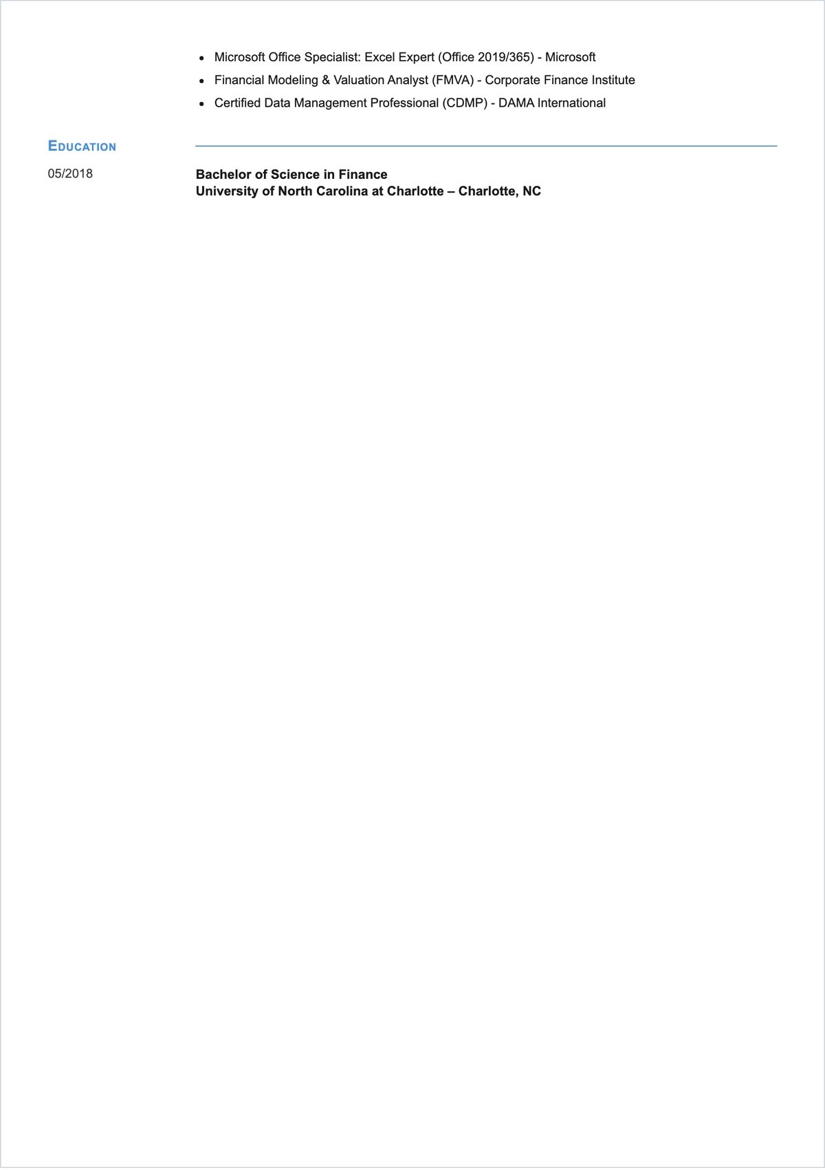 Free Excel Developer ATS Resume Template, AI Resume Builder