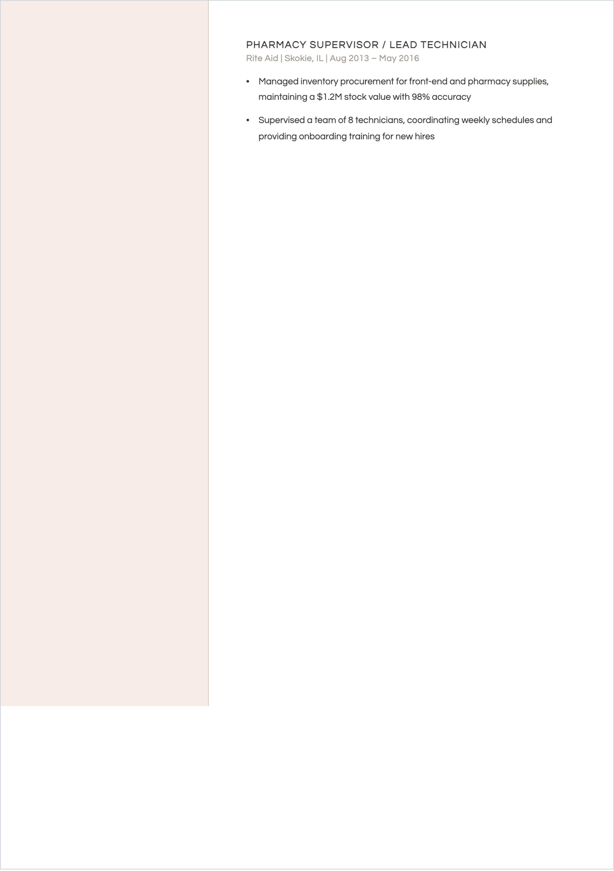 Free Pharmacy Store Manager ATS Resume Template, AI Resume Builder
