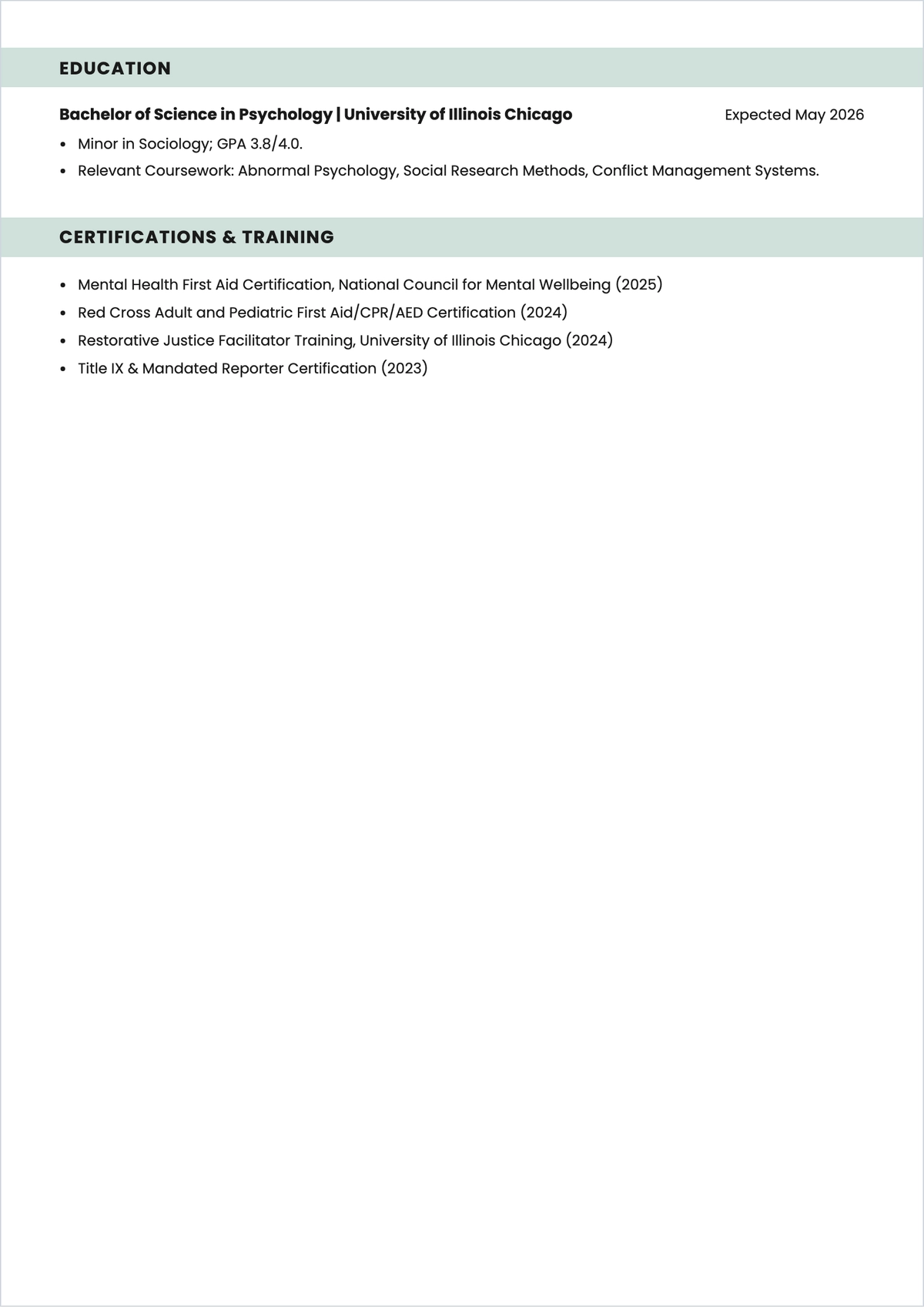 Free Head Resident Assistant ATS Resume Template, AI Resume Builder
