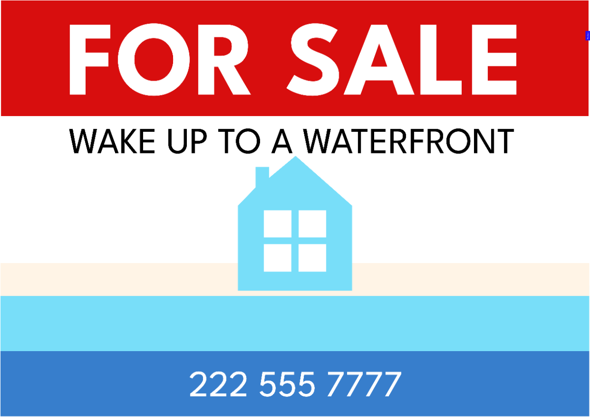 Free Waterfront Property Exclusive Offer Sign Template