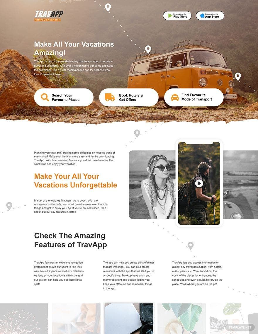 Travel App Landing Page Template